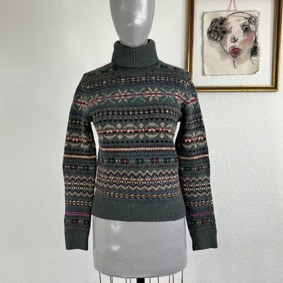 Ralph Lauren Fair Isle Cashmere Turtleneck Sweater - Picture 1 of 7